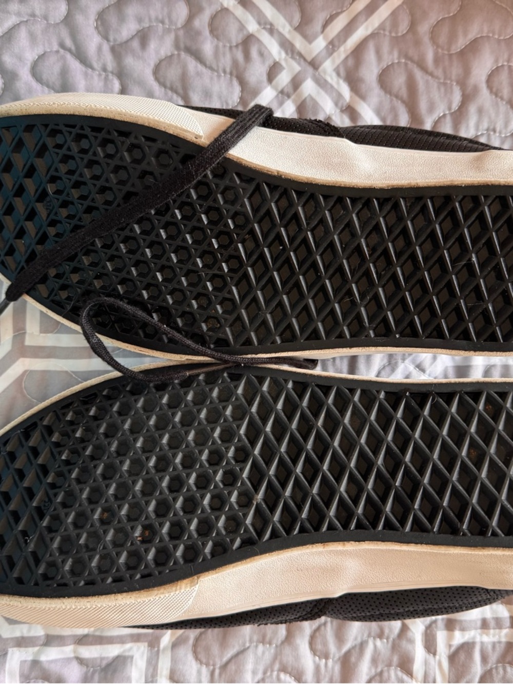 Vans Men's Black Perforated Low-Top Sneakers with White Sole - Picture 5 of 7
